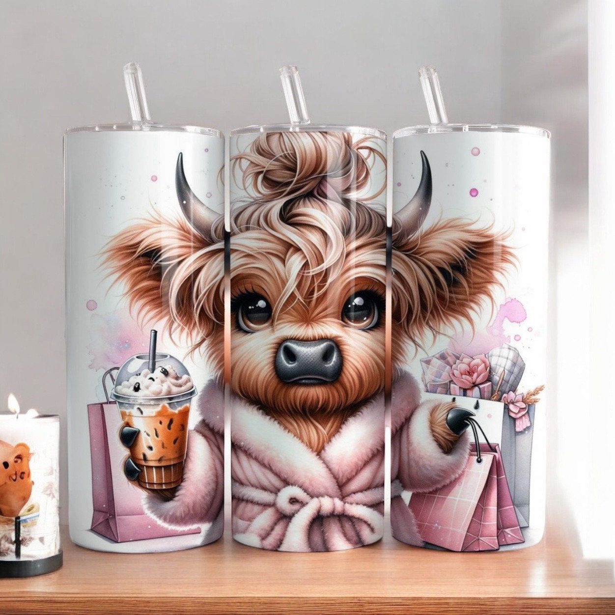 personalised 20oz tumbler highland cow drinkware personalised tumblers