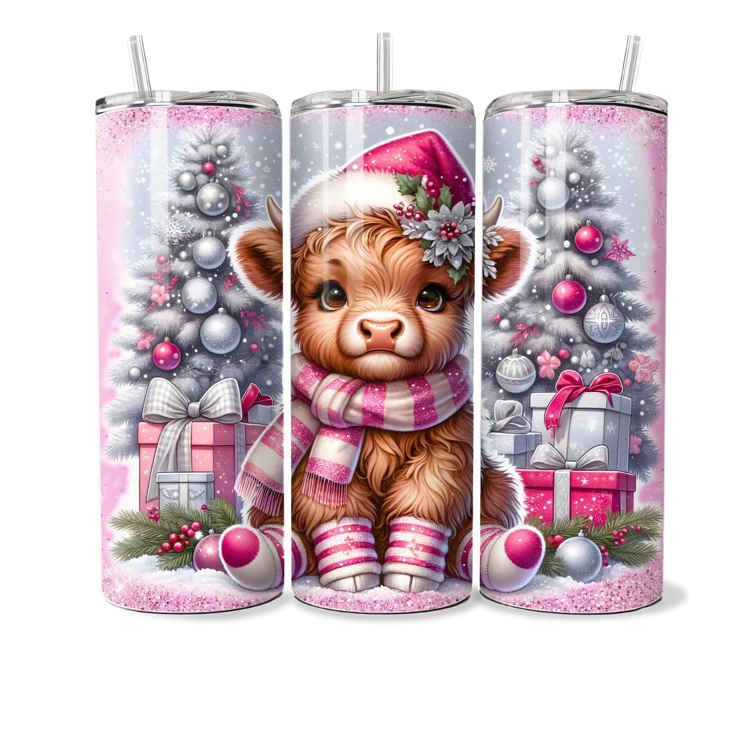 Christmas Highland Cow Tumbler