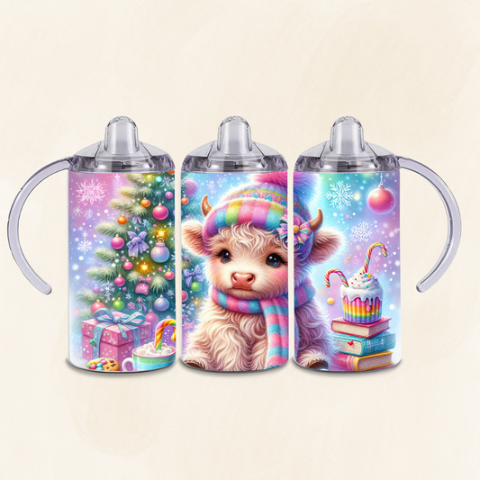 Christmas Highland Cow Sippy Cup