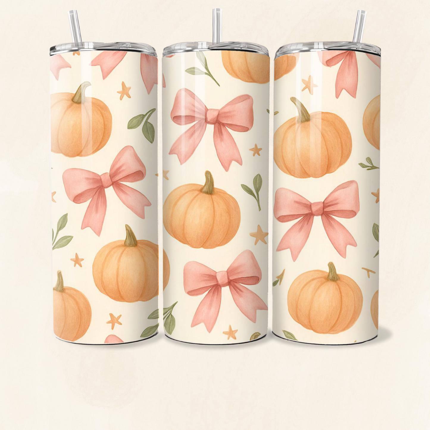 Pumpkin & Pink Bow 20oz Tumbler