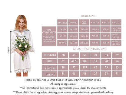 Personalised Bridesmaid Robes Satin Floral – Bride Robe, Maid of Honour Gown, Bridal Party Dressing Gowns, Wedding Morning Gift, Custom Name